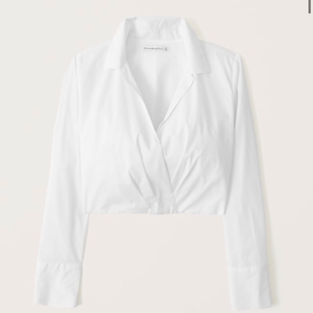 Abercrombie Long-Sleeve Poplin Wrap Top - White - Size Small - NEVER WORN
